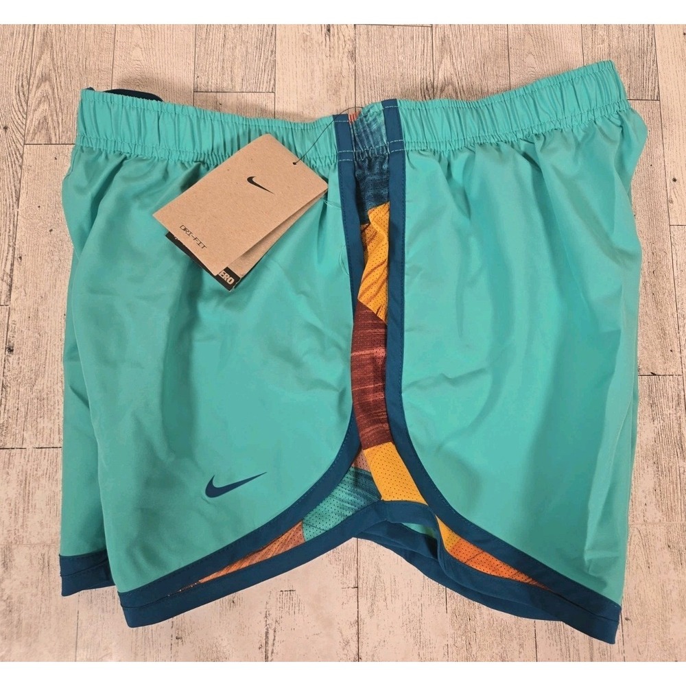 Nike Womens Running Shorts MEDIUM Tempo Inner Key Pocket Lined Green D07847-392